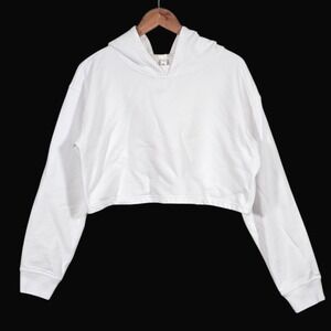 Lululemon Women's All Yours Cropped Hoodie Womens 14 White Cotton Long Sleeve